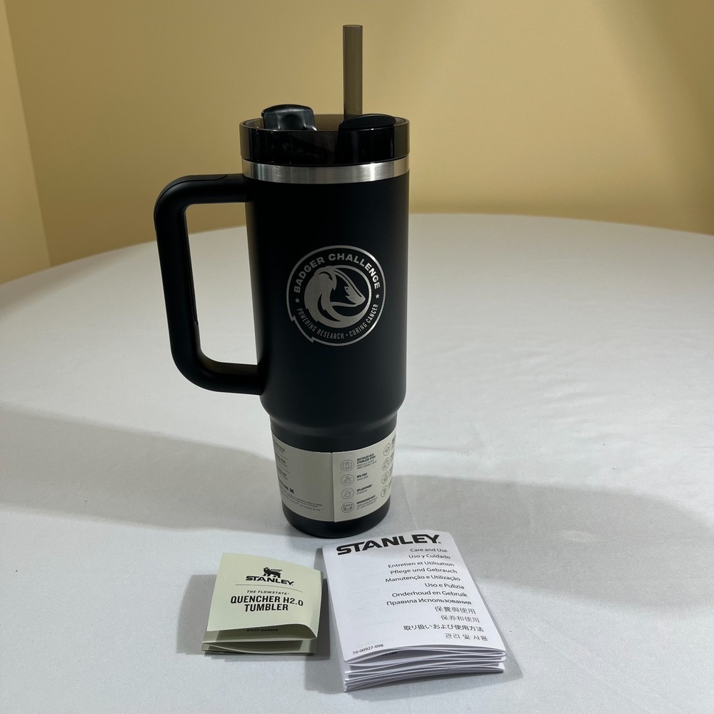 Stanley Quencher H2.0 FlowState 30 oz Tumbler Black New Badger Logo